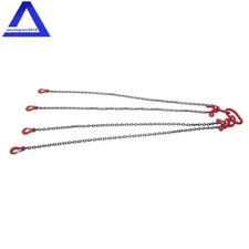 Lifting Chain Sling 1/4in × 5ft 4 Leg w/ Grab Hook 6600lbs Capacity G80 Red