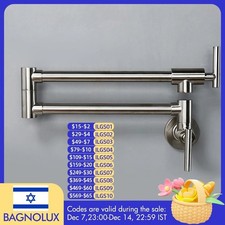 Black Pot Filler Kitchen Faucet Wall Mounted Swivel Folding Tap Brass Chrome