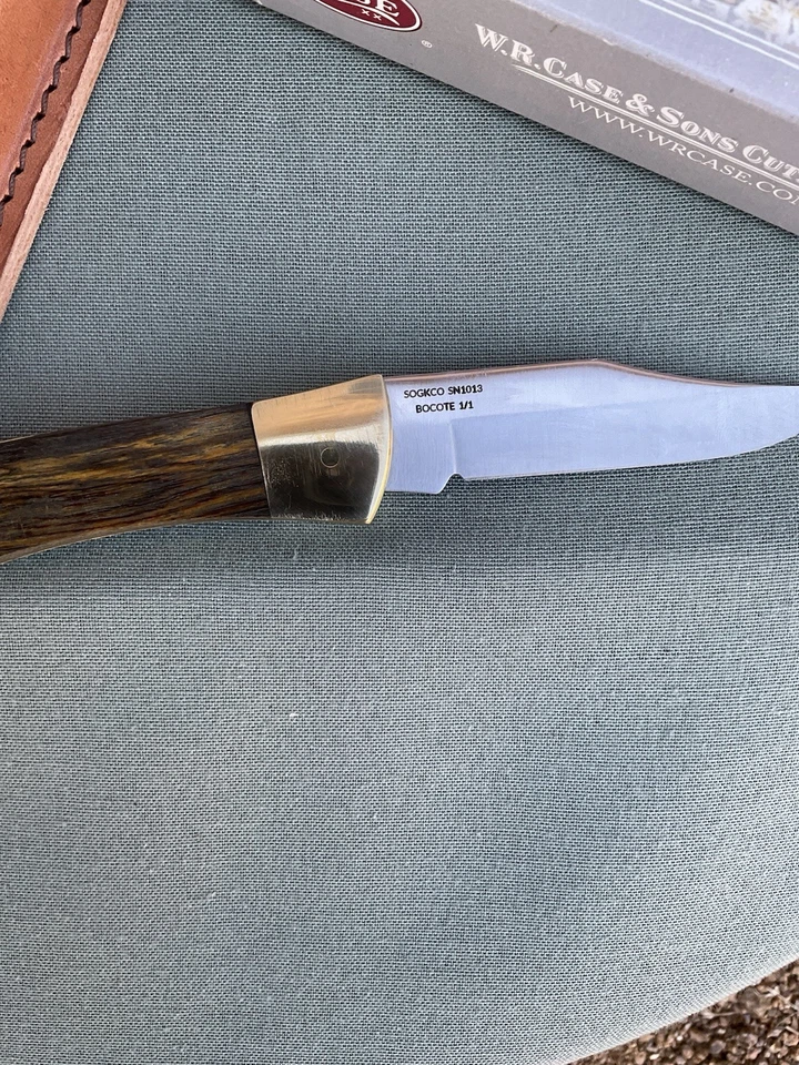 Case Custom Hunter Lockback Hammerhead Knife - Bocote Scales, File Work W/Sheath - Image 4 of 4