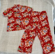 Vintage Cold Rayon Pajama Set Japan Sz Med 1940 s Asian Design Arldon Lingerie