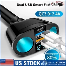 Dual USB Car Cigarette Lighter Socket Splitter Power Adapter Charger Outlet