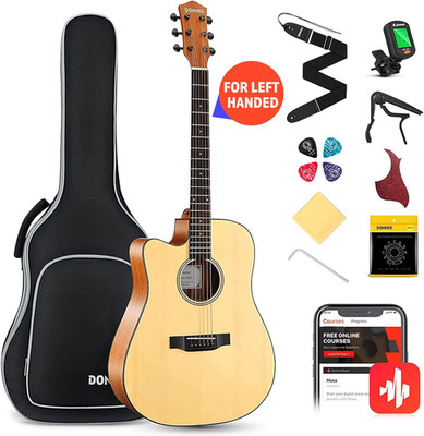 Donner Left Handed Acoustic Guitar Kit for Beginner Adult Full Size Cutaway Left