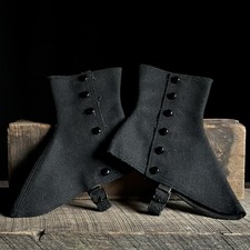 Antique Pair of Wool Ladies 6 Button Spats, Sz 6, Vintage Footwear, Lot 9