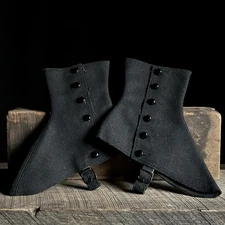 Antique Pair of Wool Ladies 6 Button Spats, Sz 6, Vintage Footwear, Lot 9