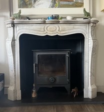 French Louis XV (I think original) carved marble fireplace surround 