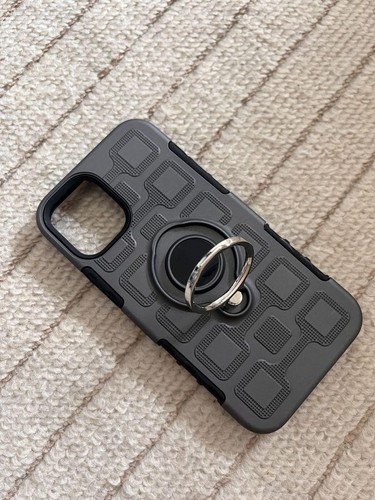 Apple iPhone 12 Mini Case Gray Plastic with Ring Holder Stand Grip Cover - 第 2/2 張圖片
