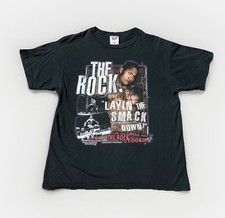 Vintage 1999 WWF The Rock Layin The Smack Down Can You smell Dwayne Size Large