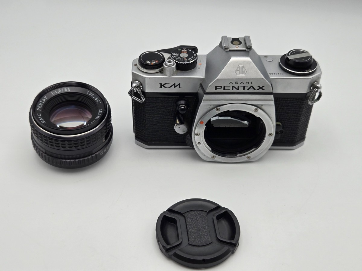 N.MINT] PENTAX KM Silver Film Camera + SMC PENTAX 55mm F1.8 From