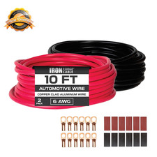6 Gauge Battery Cable 2 Roll 10 Ft Each Red Black Power Wire