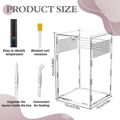 Jumping Spider Enclosure Acrylic Ventilated Terrarium Habitat
