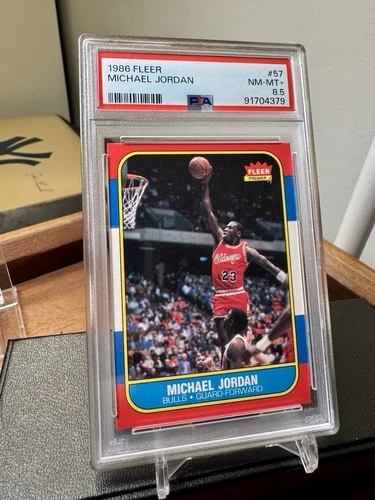 PSA 8.5 1986 Fleer Michael Jordan Rookie Card NM MINT+ Graded #57 Basketball RC