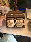 Enesco Country Road Chicken 1979 Ceramic Coffee Set of 2 from Japan With Stand — photo 1
