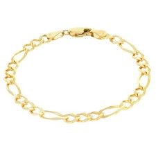 10K Yellow Gold Solid 5.5mm Figaro Chain Link Bracelet Mens Womens 7" 7.5" 8" 9"
