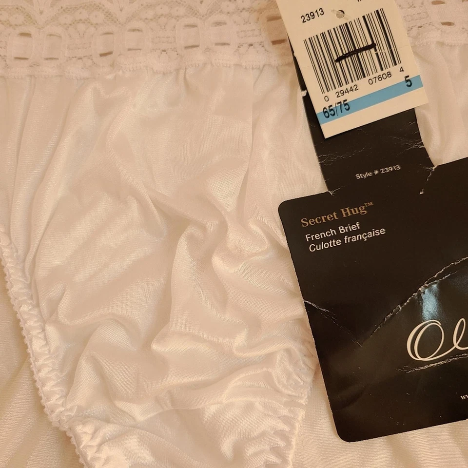 Nuevo De Colección Olga Secret Abrazo Nylon Sedoso Francés Calzoncillo Panty Talla Pequeña Blanco Foto 2 de 4