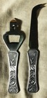 Vintage Japanese Stainless Steel Bottle Opener & Cheese Knife Floral Engraved — photo 1