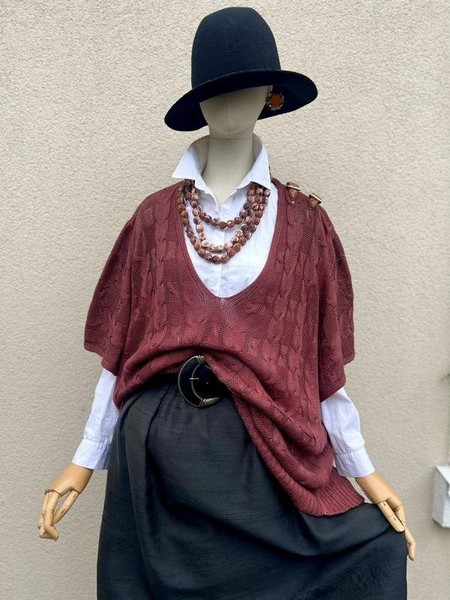 Women Massimo Dutti Vest Burgundy Linen 36 / S /