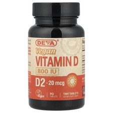 Deva Vitamin D2 20 mcg (800 IU) 90 Tablets Bo...