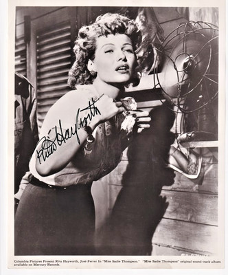 RITA HAYWORTH   Autogramm Original Signiert Vintage-Foto 25,5 x 20,5 cm selten