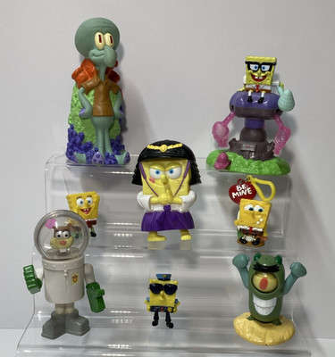 Vtg SpongeBob SquarePants Figure Lot Squidward Sandy Plankton Jellyfish Police