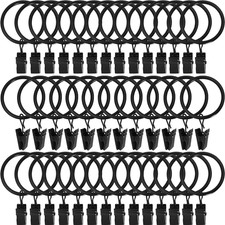 40 Pack Metal Curtain Rings with Clips, Drapery Clips Hooks, Decorative Curtain