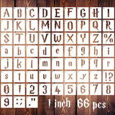 1 Inch Gothic Letter Stencils for Painting, 66 Pcs Reusable Old English Stencils