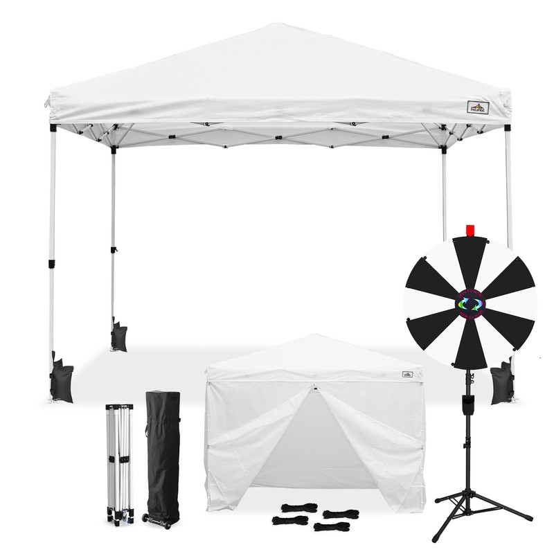 WinSpin Modular Prize Wheel & 10x10ft Pop Up Canopy 4 Sidewalls 12 Backup Panels