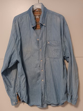 Burberrys Herren Denim Hemd Blau Langarm gekn...