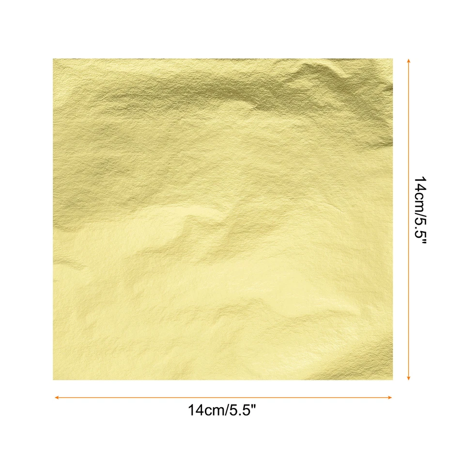 Hoja de lámina de hoja de oro, papeles de hoja de oro, paquete de 100 de 5,5 x 5,5 pulgadas Foto 2 de 4