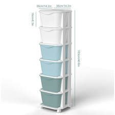 Image of 6 Drawers Rolling Storage Cart Lockable Wheels Plastic Mobile Utility Trolley UK