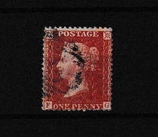 GB QV 1854 1d Red LC p14 SG33 Fine Used BP14906