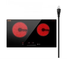 VEVOR Built-in Electric Cooktop Radiant Ceramic Cooktop 2 Burners 23.6x13.3 inch