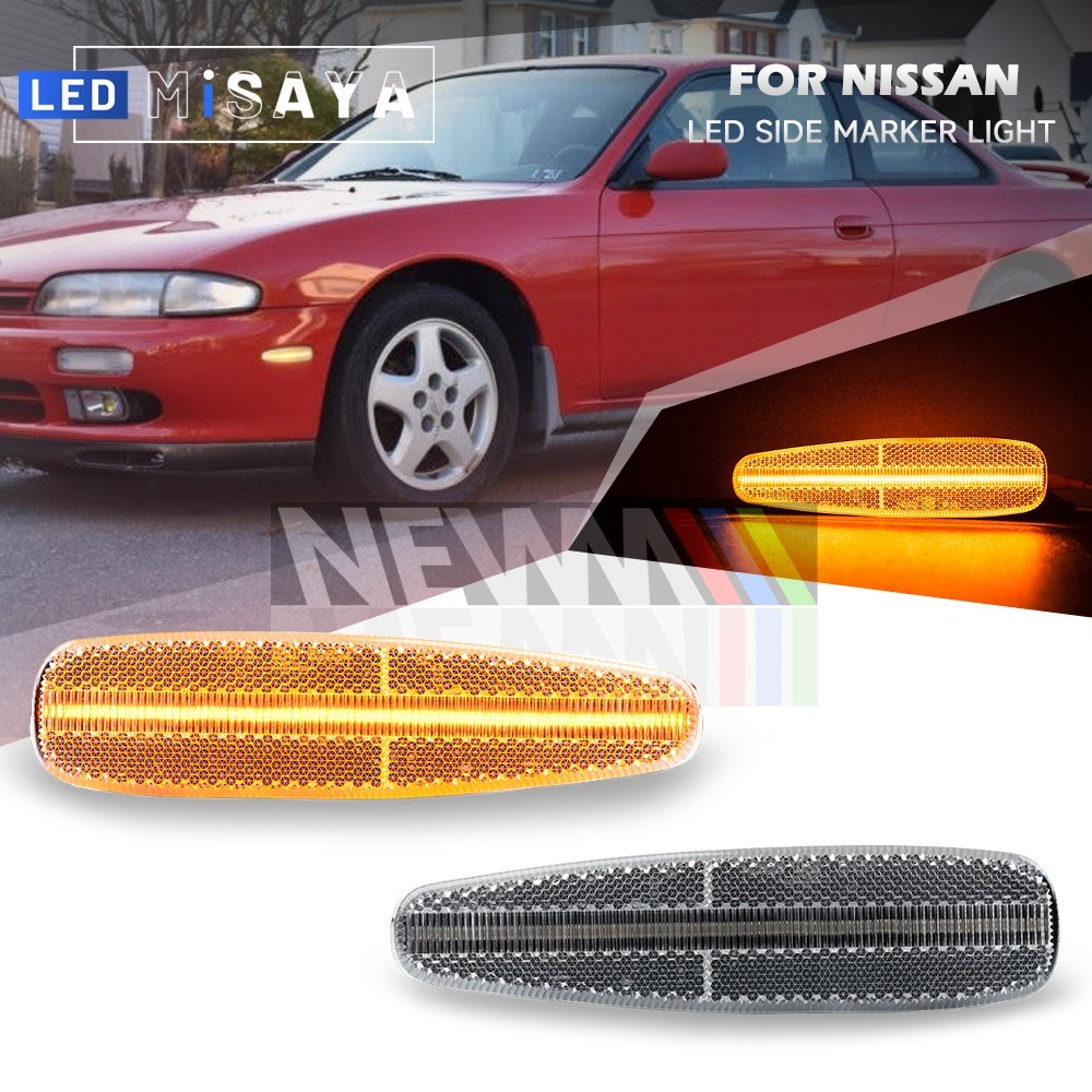 Clear Amber LED Front Bumper Side Marker Lights For 1995-1998