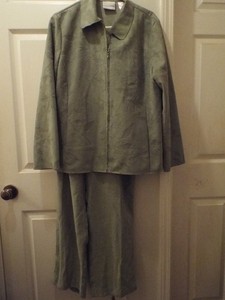 Alfred Dunner Olive Green Dress Jacket and Pants Size 14