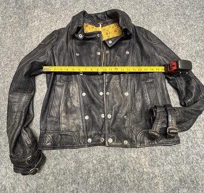 Free People 100% Lamb Leather Belted Moto Distress Jacket  L