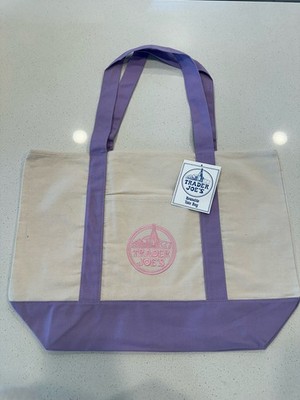 Trader Joe's Canvas Tote Shopping Bag LARGE Lavender | eBay