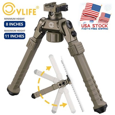 8-11 Inches Hunting Rifle Bipod 360° Rotation & Tilt For Picatinny Rail QD Mount