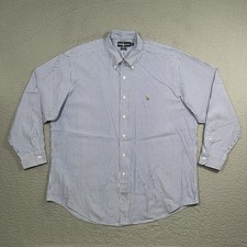 VTG Polo Ralph Lauren Yarmouth cotton Oxford LS Shirt Men's Sz 17-34 Blue Stripe
