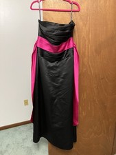 Bill Levkoff Black Pink Bridesmaid Prom Dress Gown Size 12