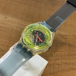 ビンテージ Swatch 「Techno-Sphere」 稼働確認済み Vintage Swatch Techno Sphere Mens Watch 33mm Yellow Skeleton Green