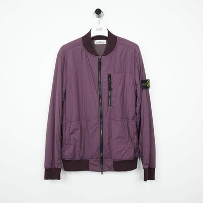 Stone Island Burgundy Nylon-TC with Polartec Bomber Jacket - Medium
