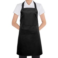 Bib Apron,Unisex Black Aprons Adjustable Washable,with 2 Pockets for Kitchen ...