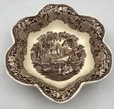 Mason's Vista Brown Scalloped Edge Dessert Bowl England
