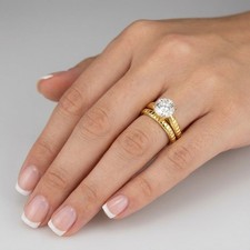 Solitaire Engagement Ring Set 14K Gold Round 1.78 Carat Lab-Grown Diamond D SI2