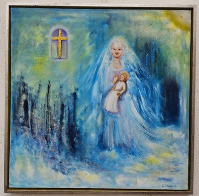 Nr.: 1212 Expressiv Ölgemälde Kunstwerk  Malerei Oil Painting Frau Kind Porträt