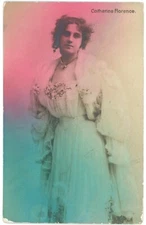 Catherine Florence In Beautiful White Dress, Coat And Pearl Necklaces Postcard