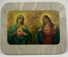Sacred Heart of Jesus Immaculate Heart of Mary Religious Art Plaque Pic Laminate