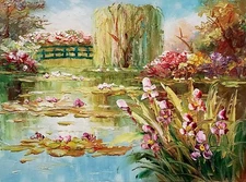 Garden Pond #3G-1, 8x10, Hand painted Oil Painting on Canvas