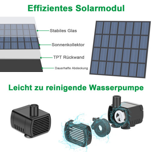 Solarpumpe Solar Springbrunnen Fontäne Gartenbrunnen Teichpumpe Wasserspiel - Bild 3 von 12