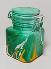 Handmade Marbled Glass Stash Jar w/ Clamp Lid for Crafting, Spices, Herbs, etc.