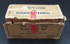 1920's Coney Island Wood Block Log Cabin Puzzle Toy with Box Sesquicentennial